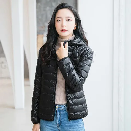 Women's Casual Solid Color Zipper Coat Down Jacket