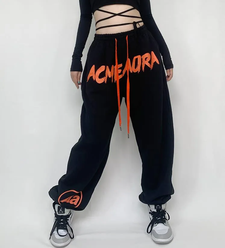 Women's Solid Elastic Waist Hip Hop Loose Streetwear Joggers Pants