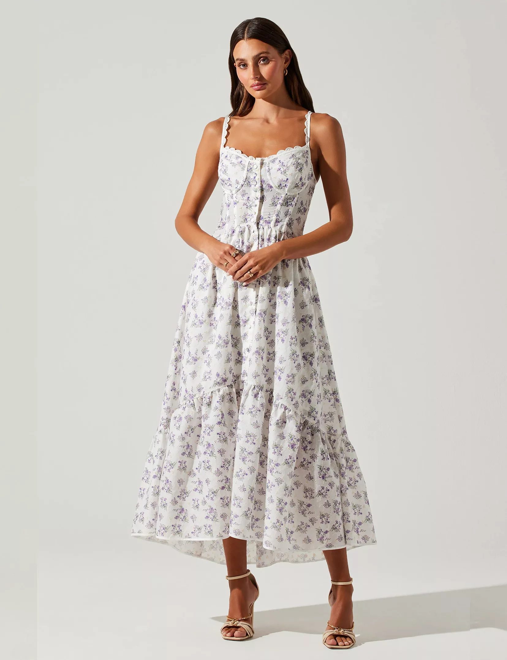 Yamila Midi Dress, Lavender Floral