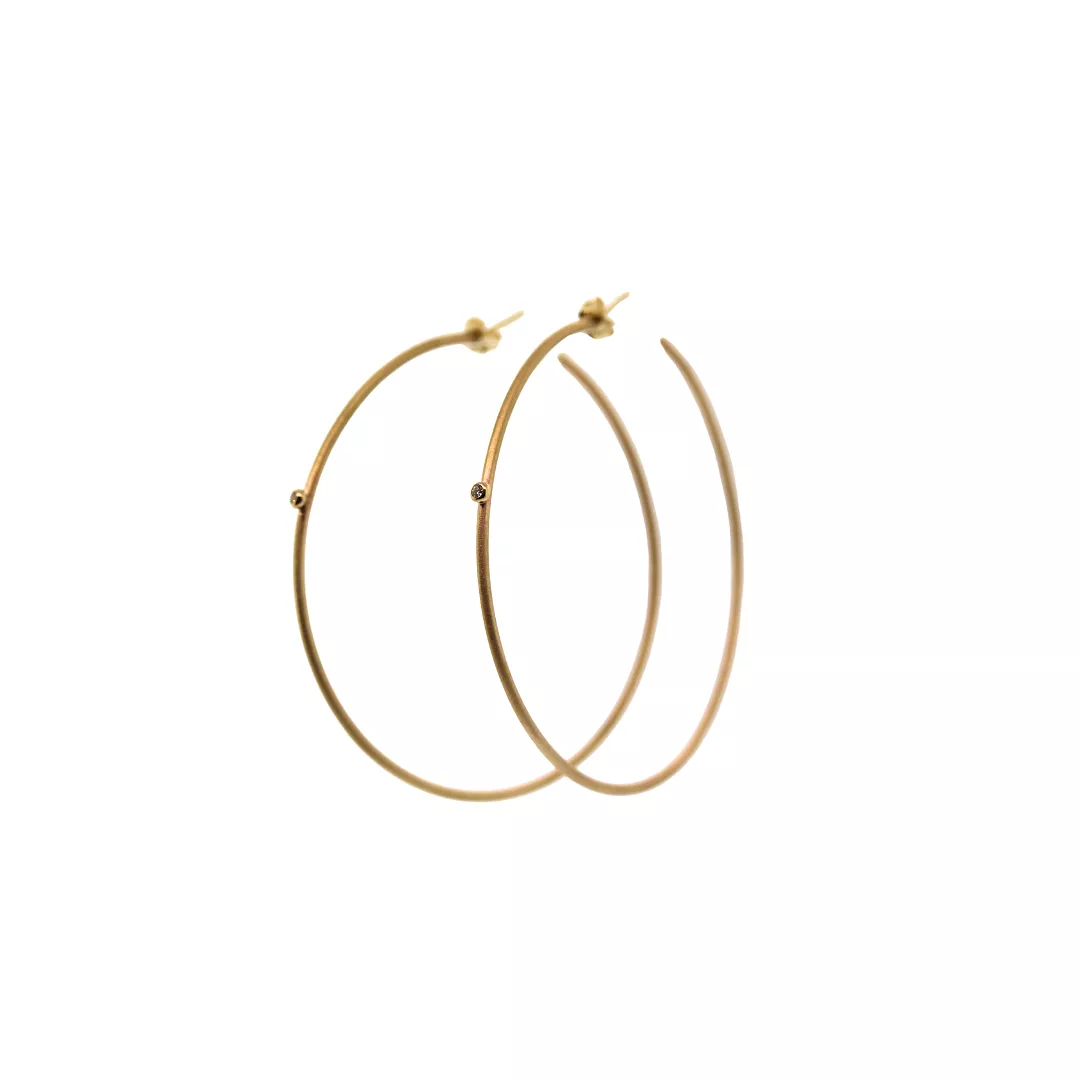 Yellow Gold & Bezel Set Diamond Hoops